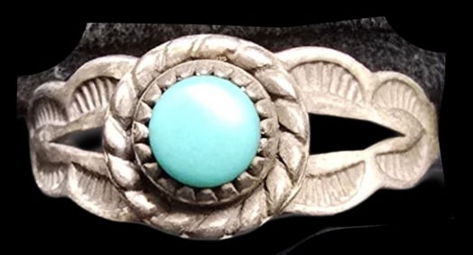 Vintage Mid-Century 1960s Native American BELL TRADING POST Sterling Silver & Gemstone Ring.