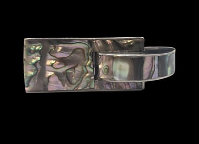 Rare Vintage Mid-Century Modern LOS CASTILLO Mexico Sterling Silver & Mother of Pearl Bracelet