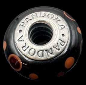 Vintage PANDORA Sterling Silver & Murano Glass Pendant Charm