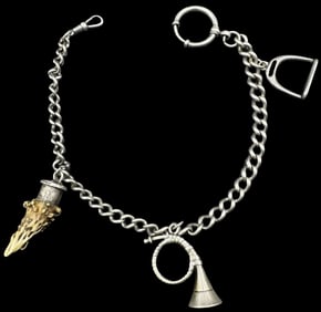 Amazing Antique Alpine European 800 Silver Hunter Pocket Watch Chain /w Pendant Charms