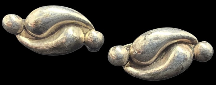 Pair of Vintage Mid-Century Sterling Silver Designer Screw-Back Earrings