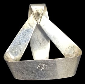 Pair of Large Vintage Mid-Century Mexican Sterling Silver Earrings - One Pin Missing