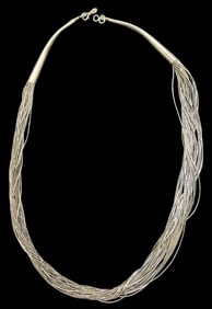 Stylish and Very Unusual Vintage Sterling Silver Multi-Strand Necklace