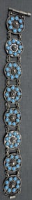 Ornate Vintage 935 Silver & Blue Gemstone Flower Shaped Panel Bracelet
