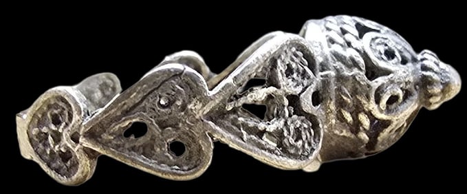 Vintage Mid-Century Filigree Sterling Silver Dome Ring