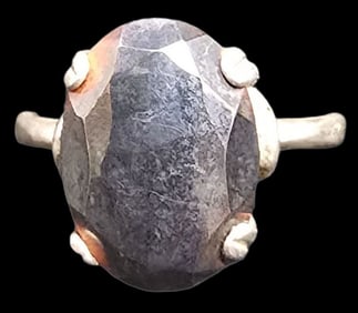 Vintage Mid-Century Sterling Silver & Gemstone Designer Ring