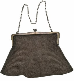 Antique European Solid 800 Silver Mesh Purse