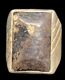 Vintage Mid-Century Modern Sterling Silver & Gemstone Men's Ring