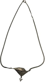 Vintage Mid-Century European 800 Silver & Gemstone Pendant Necklace