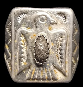 Vintage Mid-Century 1940s Native American BELL TRADING POST Sterling Silver & Gemstone Thunderbird