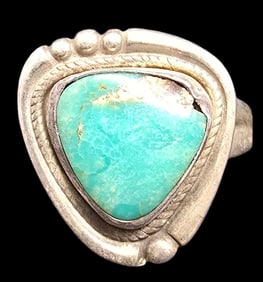 Vintage Mid-Century 1960s Native American BELL TRADING POST Sterling Silver & Gemstone Ring