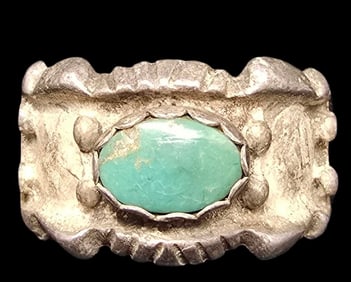 Vintage Mid-Century Native American Sterling Silver & Gemstone Ring