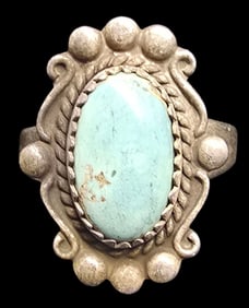 Vintage Mid-Century 1960s Native American BELL TRADING POST Sterling Silver & Gemstone Ring