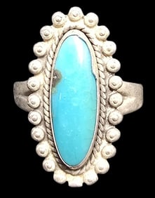 Vintage Mid-Century 1960s Native American BELL TRADING POST Sterling Silver & Gemstone Ring
