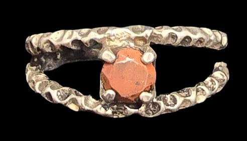 Unusual Vintage Mid-Century Sterling Silver & Gemstone Ring