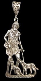 Very Unusual Vintage Sterling Silver Sheperd Pendant