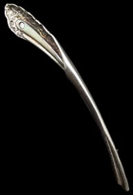 Vintage Mid-Century Sterling Silver & Rhinestone Bar Brooch