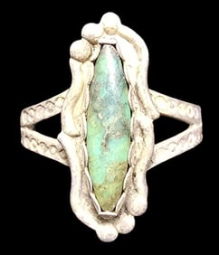 Vintage Mid-Century Southwestern Sterling Silver & Gemstone Designer Ring