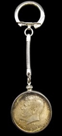 Vintage 800 Silver & 1964 Kennedy Half Dollar Coin Keychain