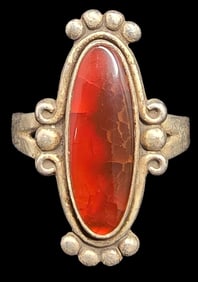 Vintage Mid-Century 1960s Native American BELL TRADING POST Sterling Silver & Gemstone Ring