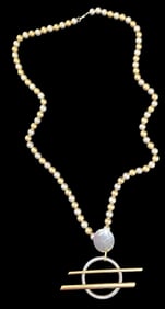 Heavy & Stylish Vintage Sterling Silver & Gold Filled Pendant Necklace