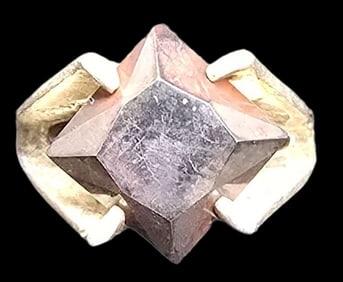 Unusual Vintage Mid-Century Modern Sterling Silver & Gemstone Ring