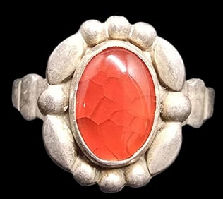 Vintage Mid-Century 1960s Native American BELL TRADING POST Sterling Silver & Gemstone Ring