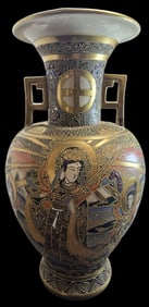 Antique Handpainted Japanese Satsuma Ceramic Vase