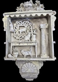 Vintage Handmade ANDY STRIEWSKI Plaster Cat Diorama