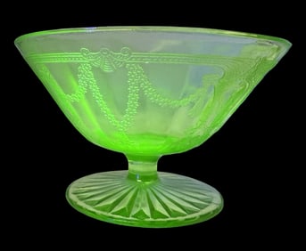 Vintage Uranium / Vaseline Glass Ice Cream Bowl