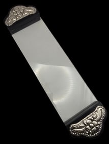 Very Unusual Vintage Peruvian 950 Sterling Silver, Wood & Glass Tray