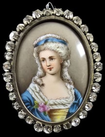 Antique European Georgian / Edwardian Portrait in Paste Stone Frame