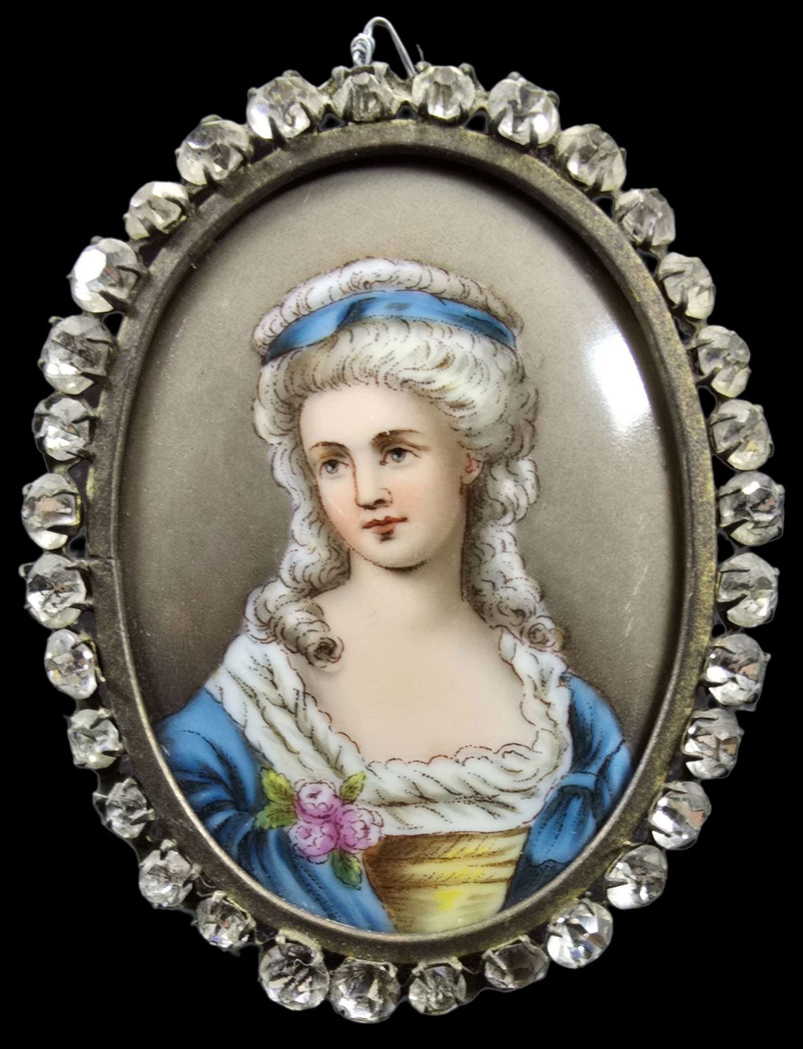 Antique European Georgian / Edwardian Portrait in Paste Stone Frame (1 of 3)