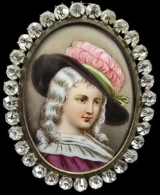 Antique European Georgian / Edwardian Portrait in Paste Stone Frame