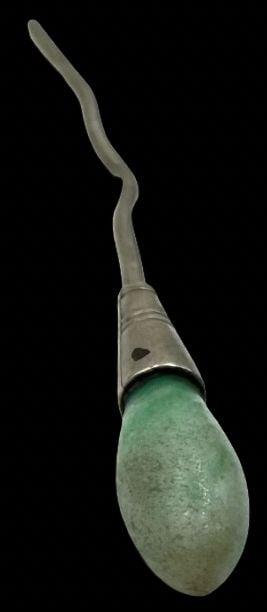 Antique Chinese Silver & Green Jade Hairpin (1 of 2)