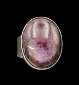 Unsusual Vintage ELLIGATORS Sterling Silver Ring /w Pink Gemstone