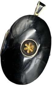 Beautiful Antique European 800 Silver & Black Enamel Picture Locket Pendant