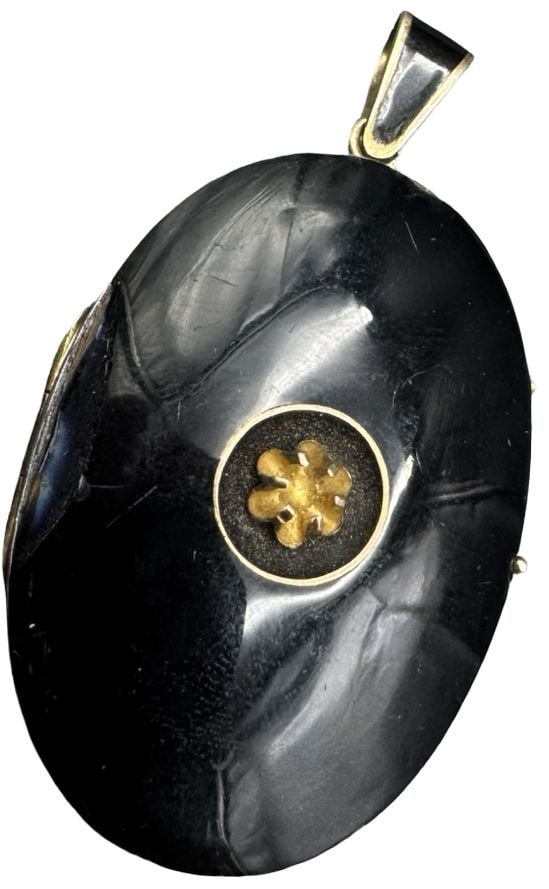Beautiful Antique European 800 Silver & Black Enamel Picture Locket Pendant (1 of 4)