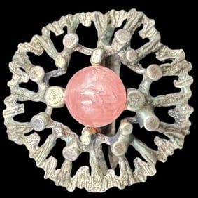 Amazing Vintage Mid-Century Modern Brutalist European 835 Silver & Gemstone Ring