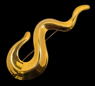 Stylish Vintage ROBERT LEE MORRIS Gilt Sterling Silver Squiggle Brooch