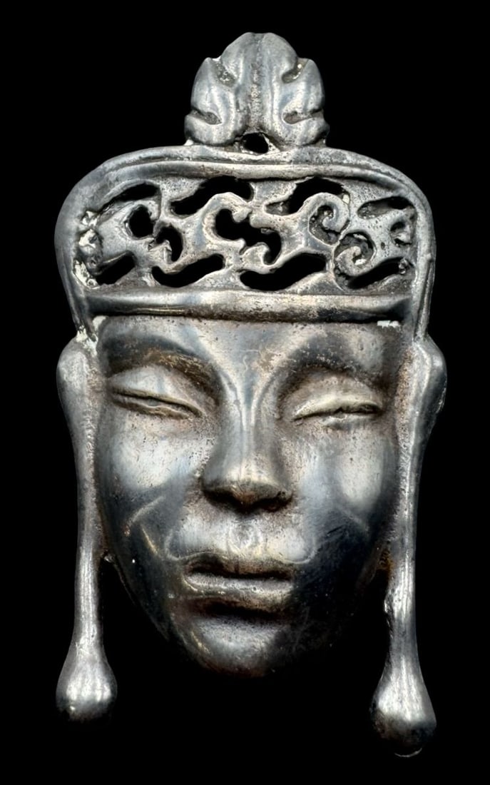 Unusual Vintage Sterling Silver Asian Goddess Face / Head Brooch (1 of 3)