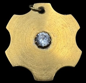 Vintage Gilt European 800 Silver & Clear Gemstone Pendant