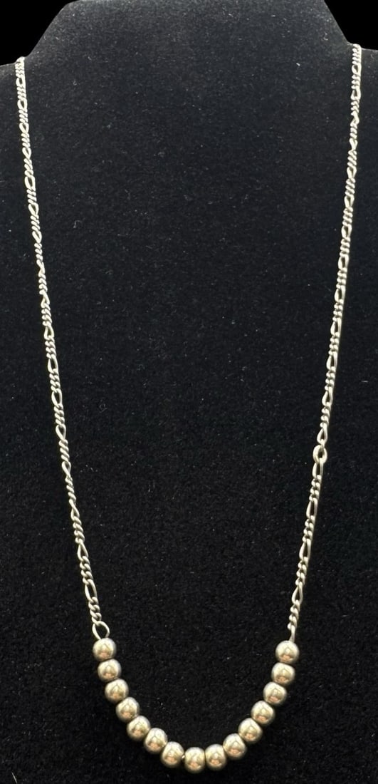 Beautiful Vintage Sterling Silver Necklace & Silver Beads Pendant (1 of 3)