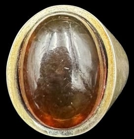 Stylish Vintage Sterling Silver & Amber Designer Ring