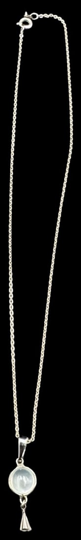 Beautiful Vintage 835 Silver Necklace /w Blue Gemstone Pendant (1 of 2)