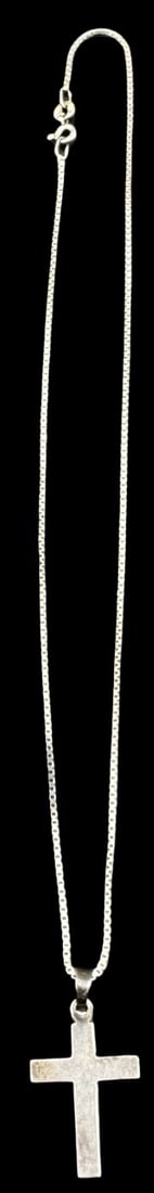 Beautiful Vintage 835 Silver Necklace /w Sterling Silver Cross Pendant (1 of 3)