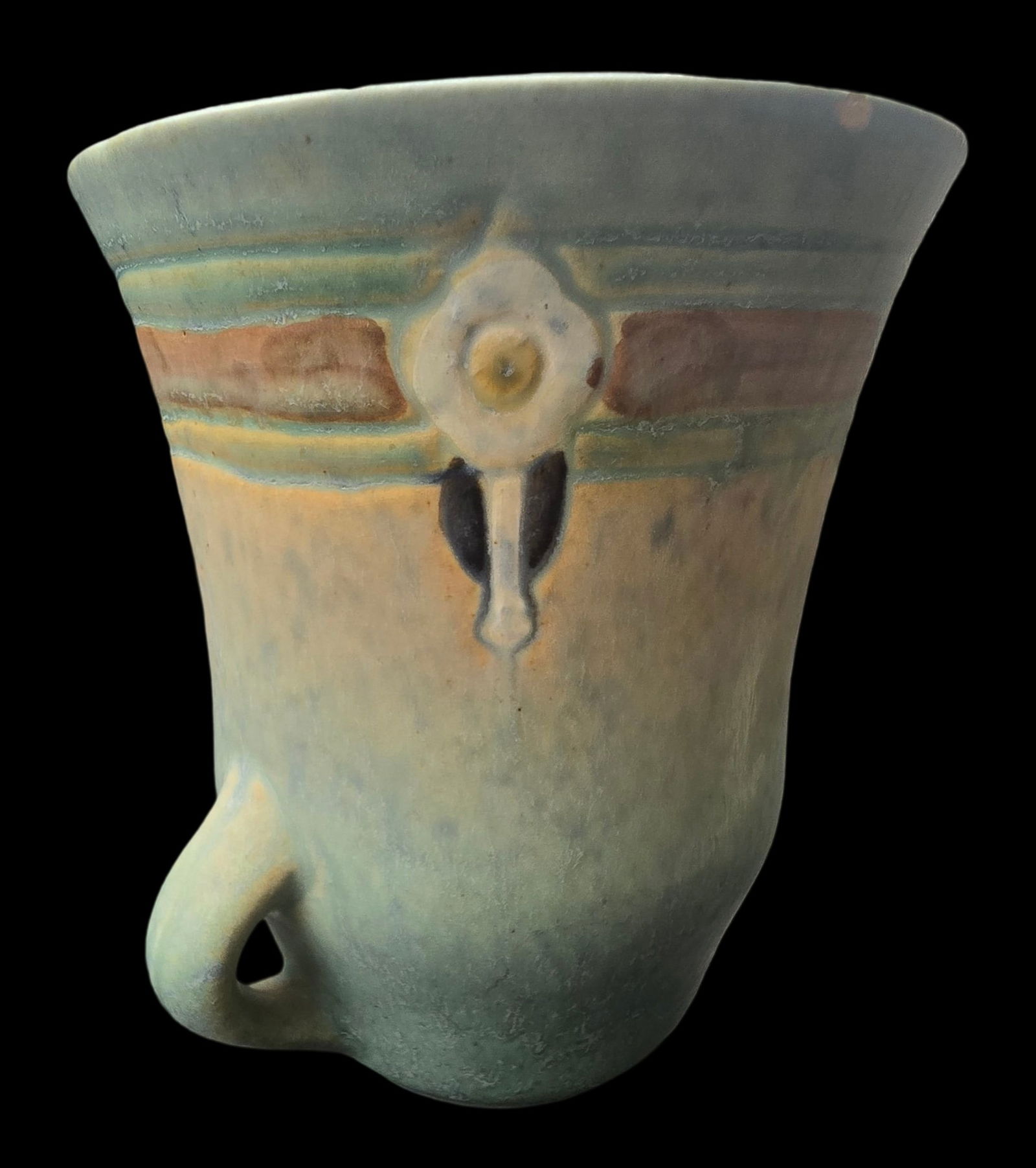 Vintage ROSEVILLE Art Pottery MONTECELLO Blue Ceramic Vase (1 of 5)