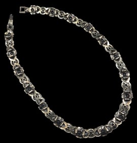 Stylish Vintage Sterling Silver & Gemstone Bracelet