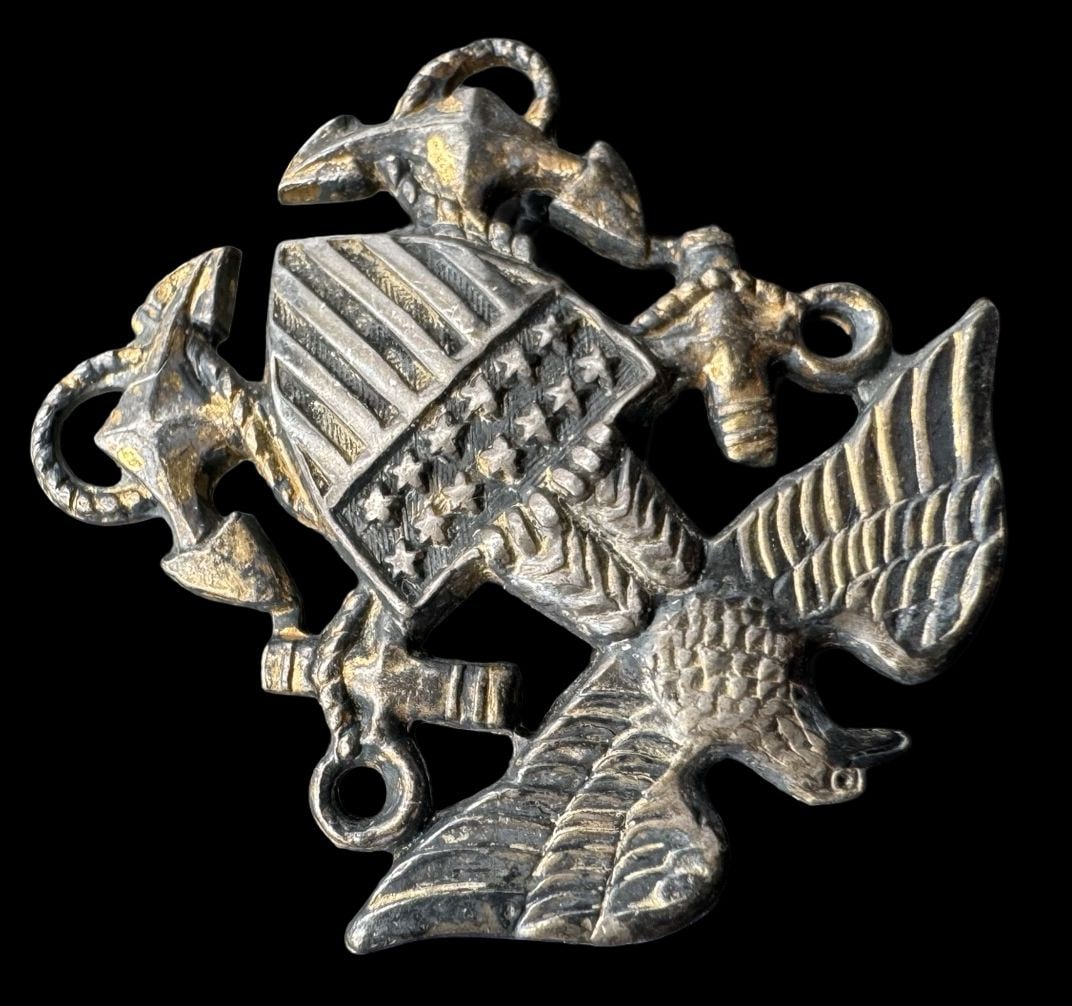 Patriotic Vintage WWII WW2 Sterling Silver US Navy Officer's Small Hat Badge Brooch Pin (1 of 3)