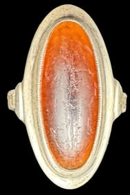 Beautiful Vintage Mid-Century Modern European 830 Silver & Baltic Amber Ring